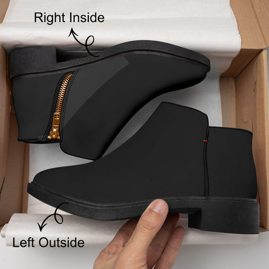 Black Suede Fashion Zipper Boots