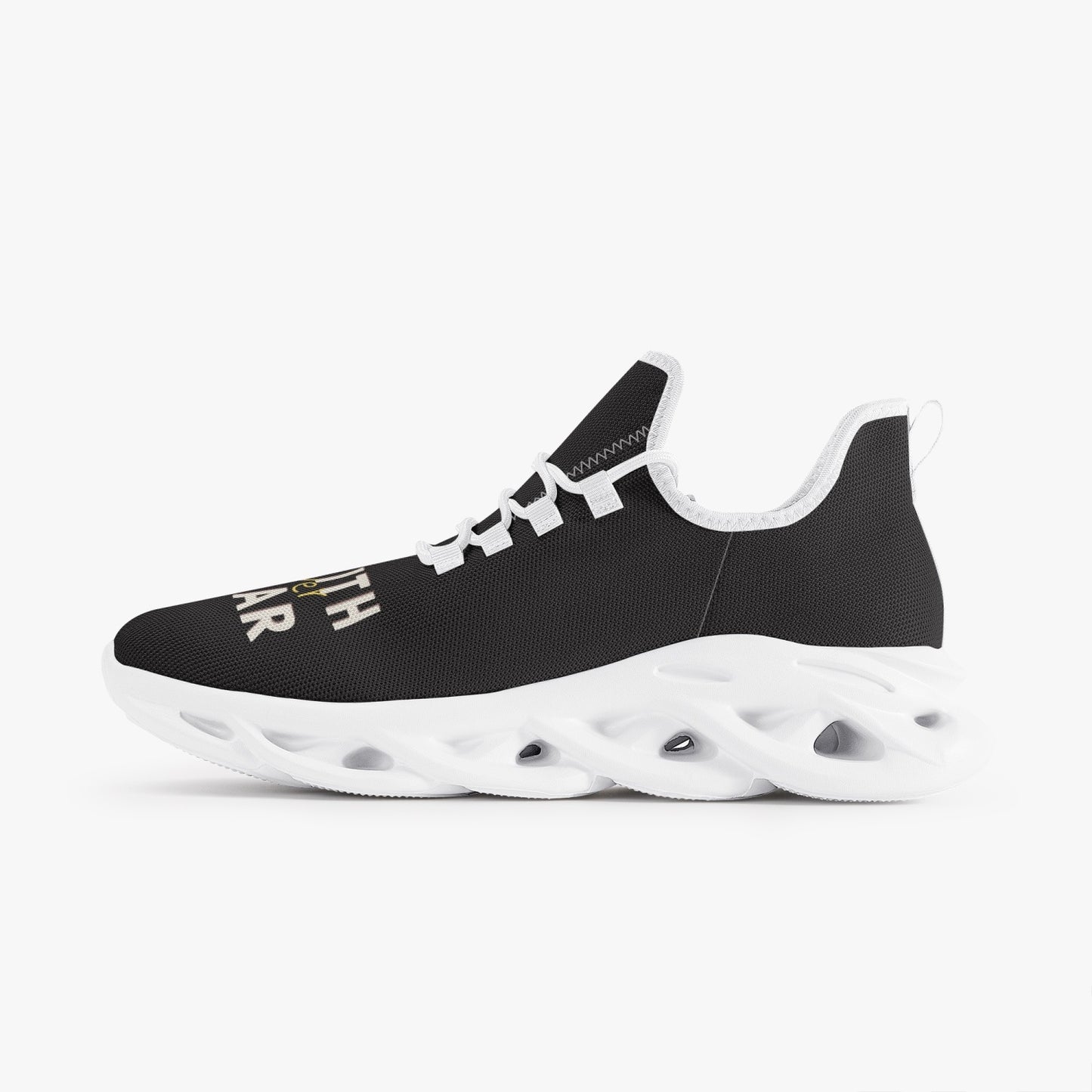 Easy Walkers Black Faith Over Fear Bounce Mesh Knit Sneakers - White