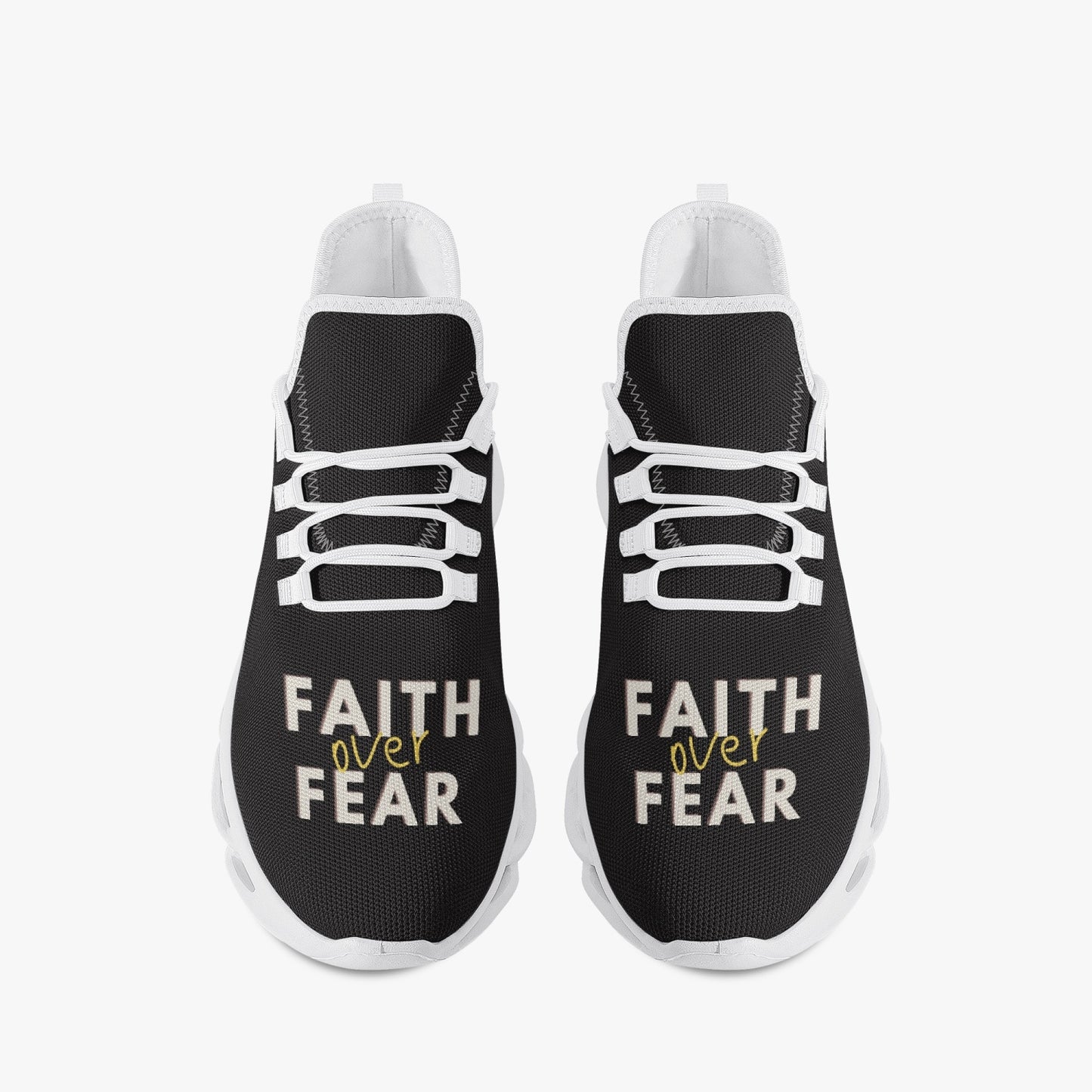 Easy Walkers Black Faith Over Fear Bounce Mesh Knit Sneakers - White