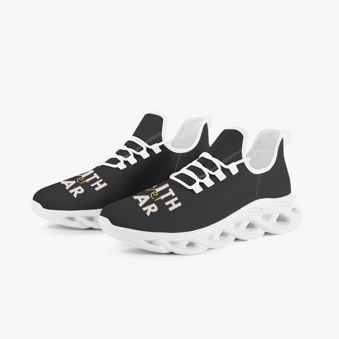 Easy Walkers Black Faith Over Fear Bounce Mesh Knit Sneakers - White